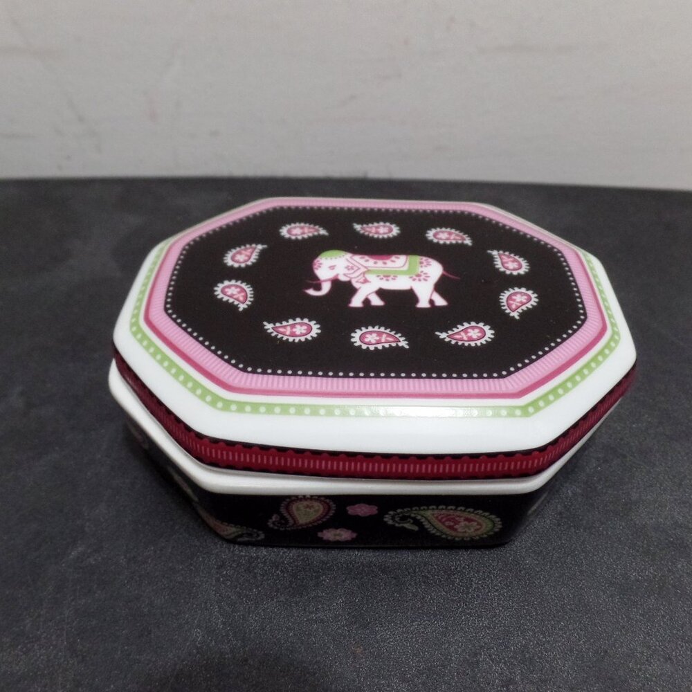 Vera Bradley Pink Elephants My Home Collection Andrea by Sadek Trinket Box